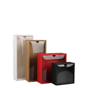 

10pcs Clear PVC Lid Red/White/Black/Kraft Paper Box Handmade Soap Candy chocolate biscuit boxes for wedding party gift wrap