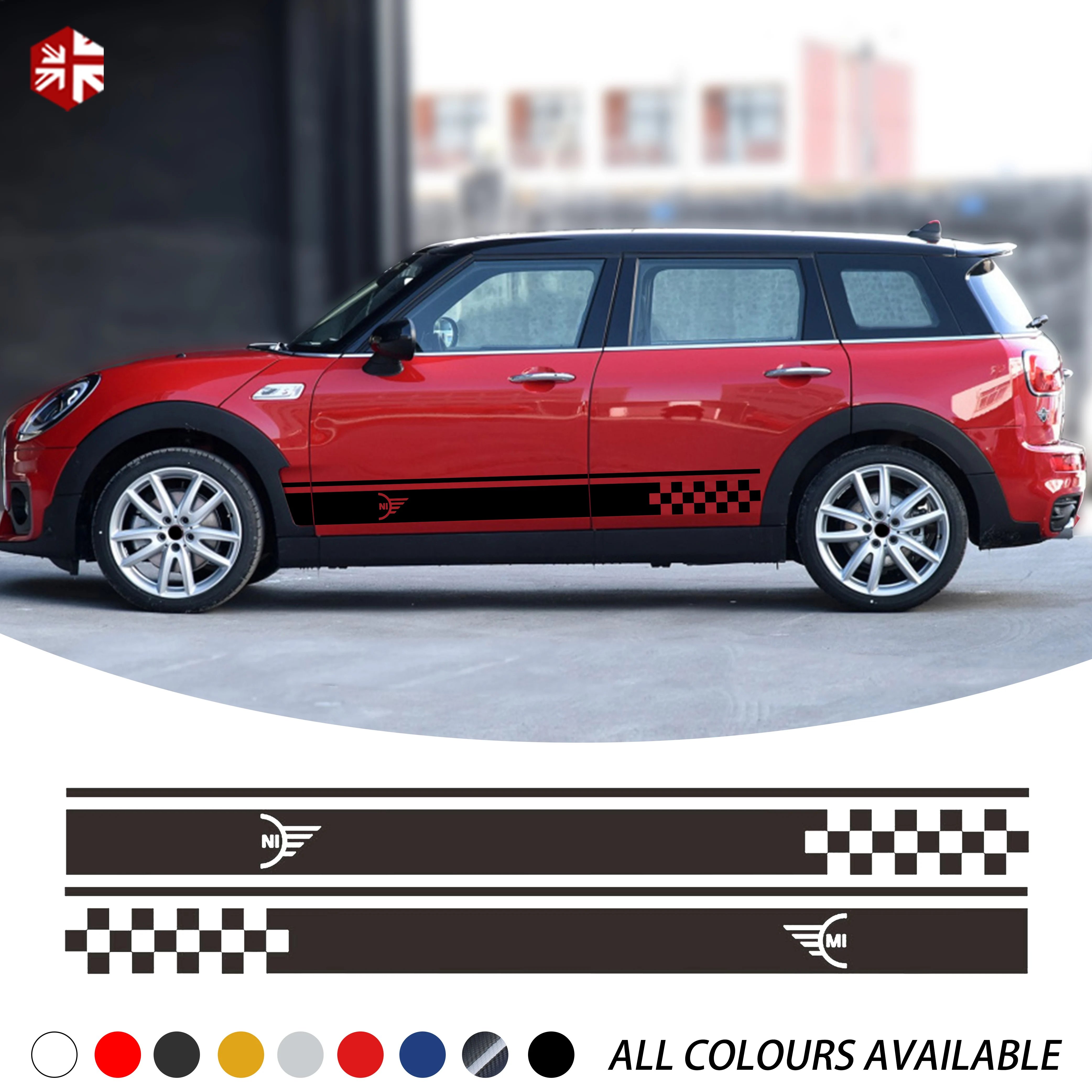 2 Pcs Car Styling MINI Logo Car Door Side Stripes Skirt Sticker Body Graphics Decal For MINI Cooper Clubman F54  Accessories