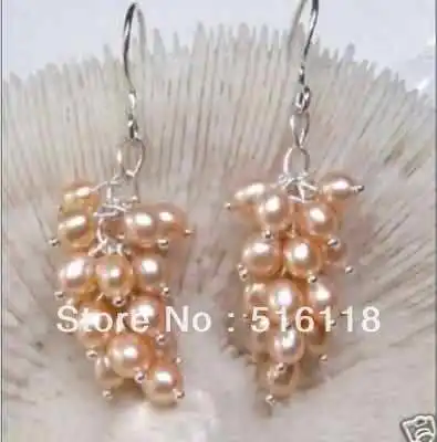 

Free shipping Charming!Pink Akoya Pearl Earring AAA