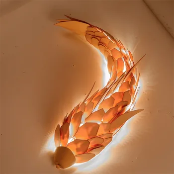 

Fish Decorative Wall Lamp Post-modern Lamp Creative Art Wall Wooden Fish Lamp Led Wall Light Living Room Bathroom Light