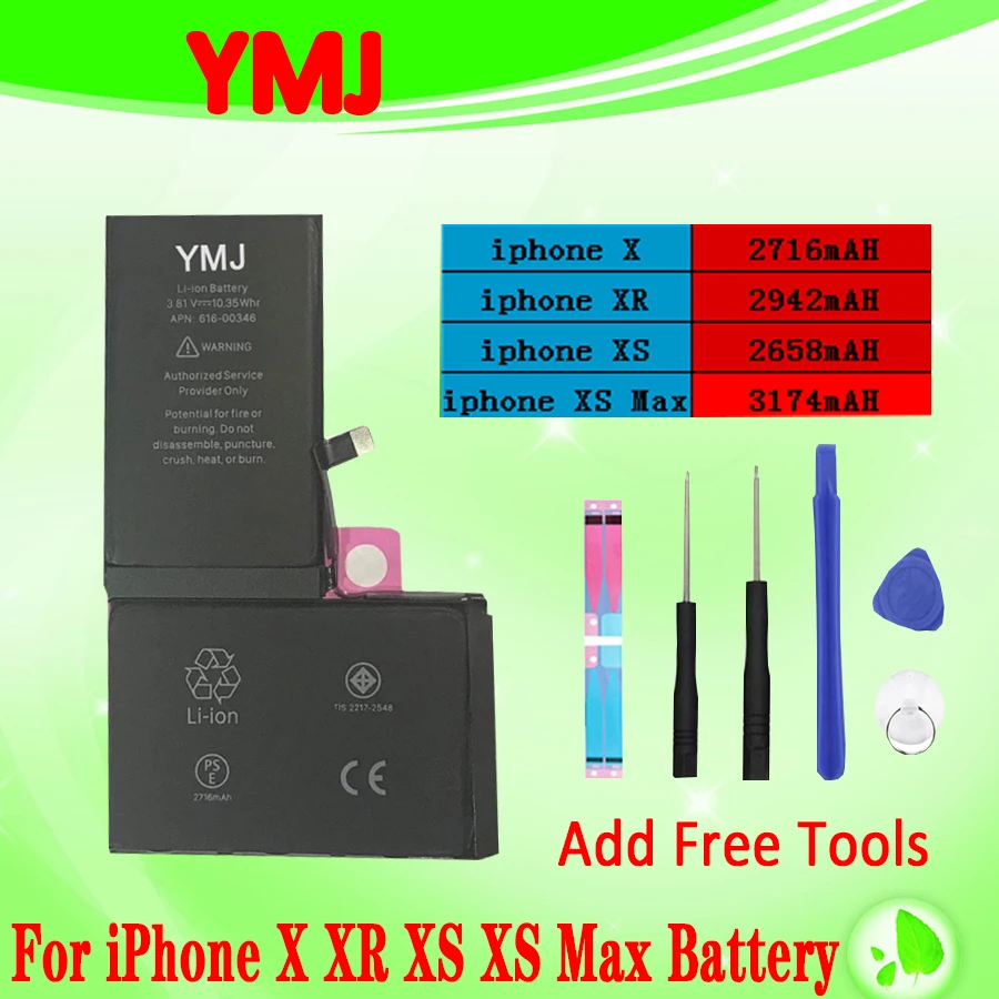 

2019 New Good Quality Mobile Phone Battery For iphone X XR XS XS MAX Batteries 0 Cycle For iphone Batterie+Free tools