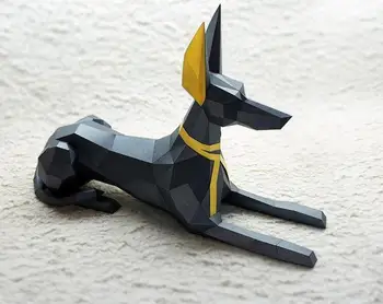 

papercraf 3d paper animal models Anubis dog Bulld Pinscher cat papercraft toy home decor wall decoration puzzles diy toys