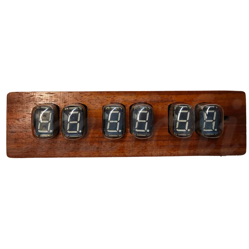 6-Bit IV22 Fluorescent Tube Digital Tube Clock Temperature Dispaly DIY Retro Creative gift Desktop Ornaments Solid Wood Shell 5