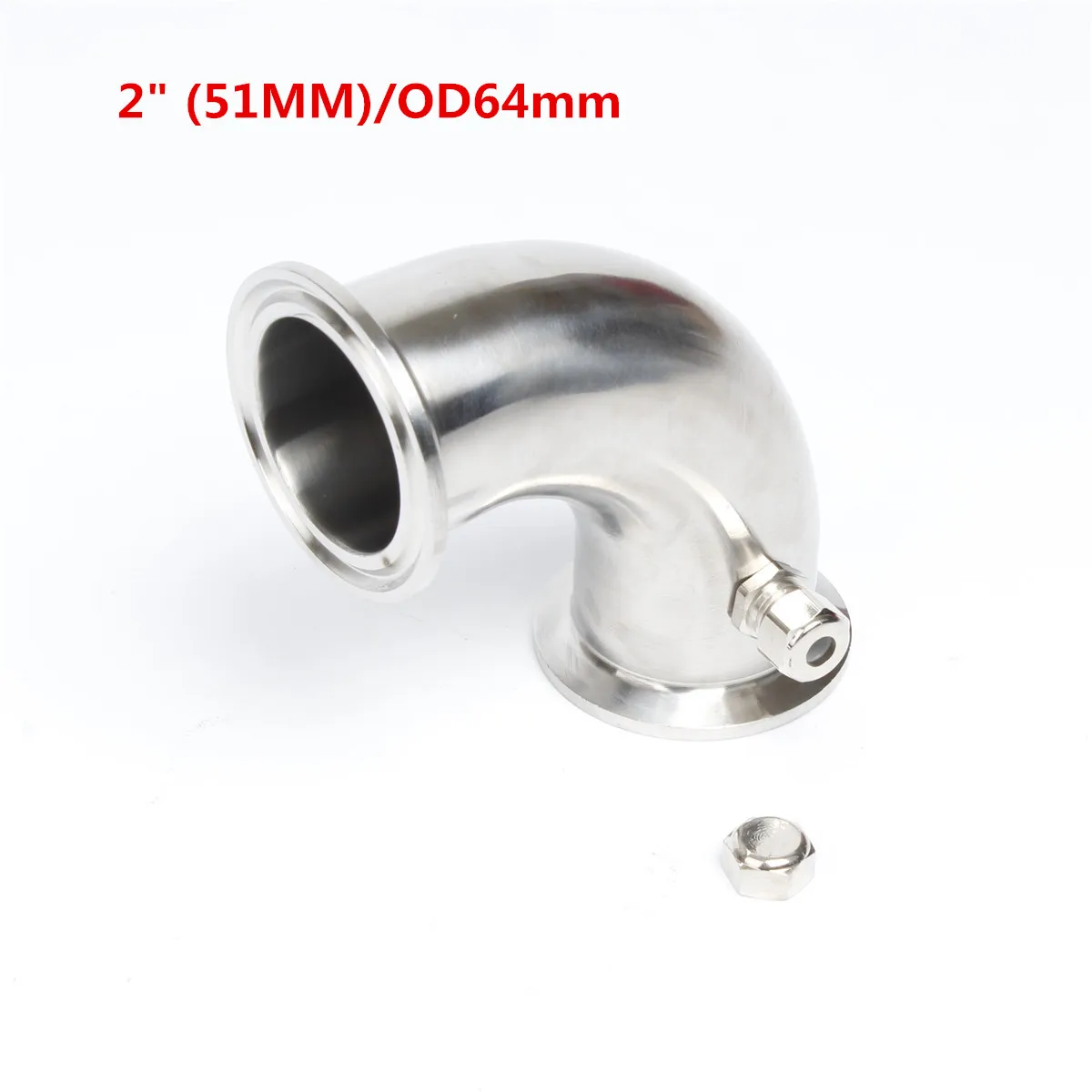 1," od50.5 мм 2 дюйма OD64MM Tri-Clamp Thermowell локоть 90 градусов, разъем для датчиков диаметр 2-6 мм, с торцевой крышкой