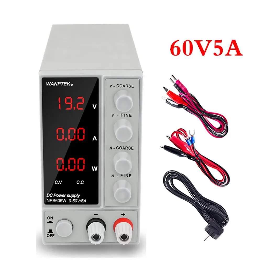 

Newest 60V 5A Adjustable Lab Power Supply Laboratory Regulated DC Voltage Regulator Stabilizer Switching Bench Source With Tips