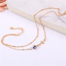 Европа и Америка Горячая Распродажа стиль лето Универсальный Крест кошачий глаз мода улица оснастки многослойные цепи ножной браслет