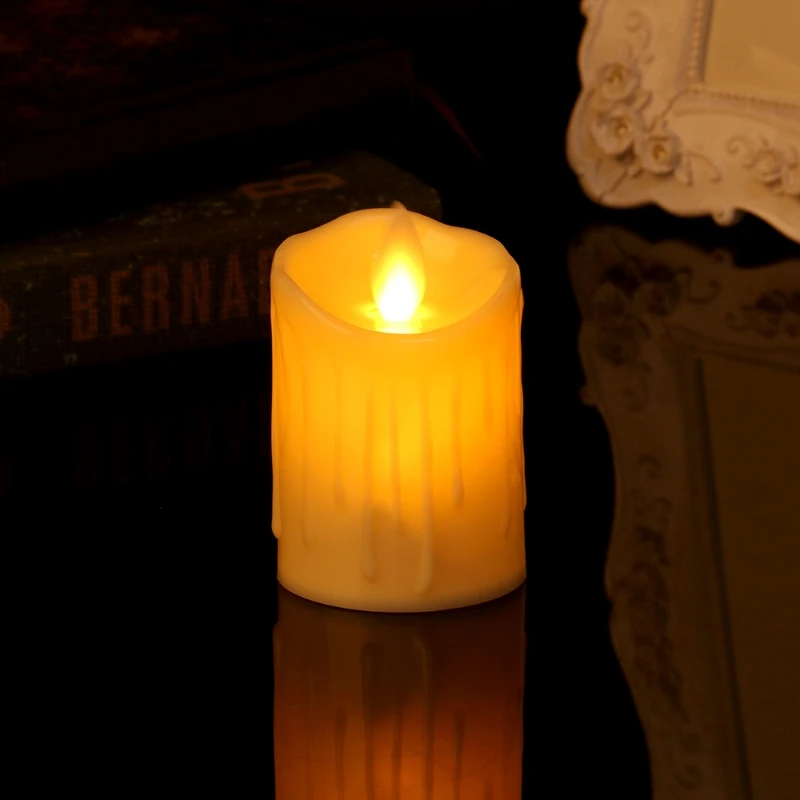 Беспламенный светодиодный Электрический мерцающий чайный светильник-свеча, Свадебный Рождественский Декор E65B