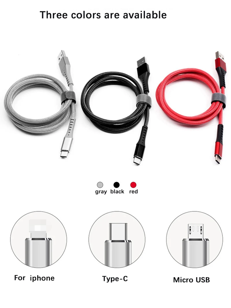 Data line for iphone type c and micro usb charge and transmit data USB cable for iphone 11 huawei p30 xiaomi fast charge