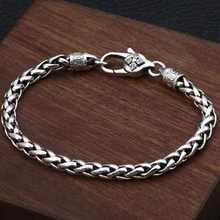 S925 Стерлинговое Серебро модный тренд дикая пеньковая веревка браслет мужские и женские подарки