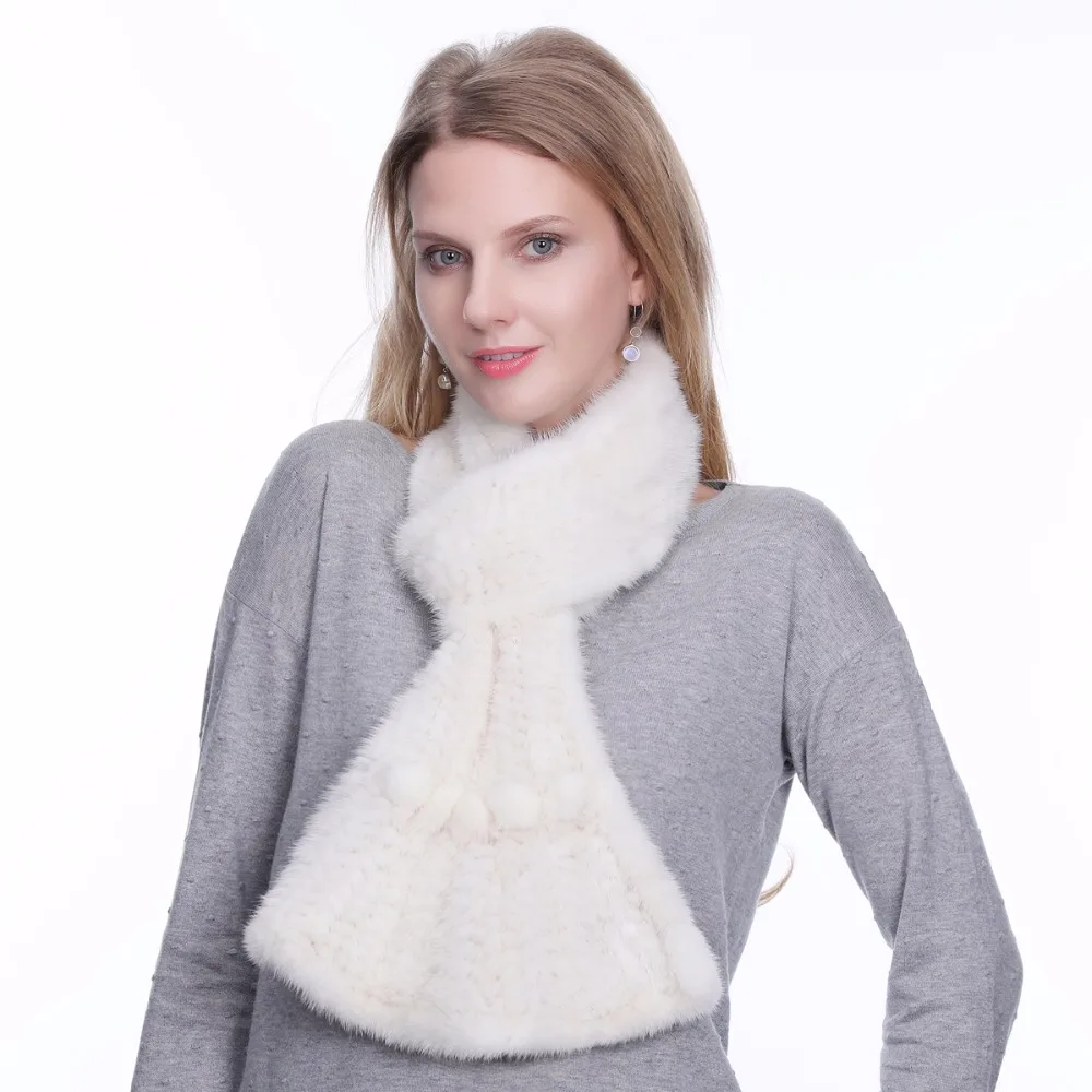 Luxury women real mink fur scarf fashion lady winter muffler knitted genuine mink fur neckerchief brand fur scarves