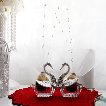 

200pcs European Styles Acrylic Silver Swan Sweet Wedding Gift Jewely Candy Box Candy Gift Boxes Wedding Favors Holder