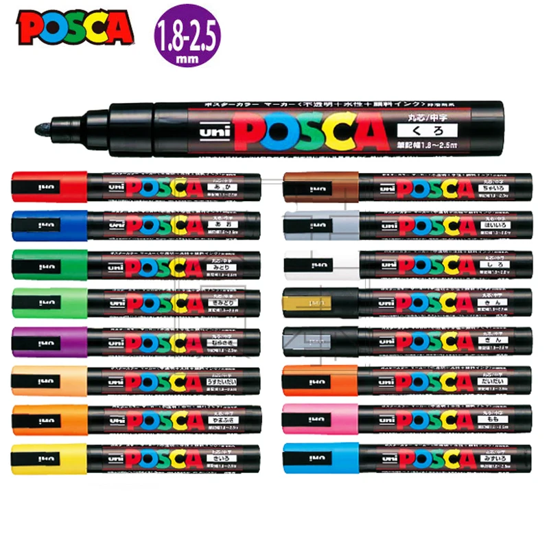 

2pcs/Lot Posca PC-5M Permanent Paint Marker Colored Markers Pen 2.0mm Markers Writing Drawing Painting School Supplies Stiften