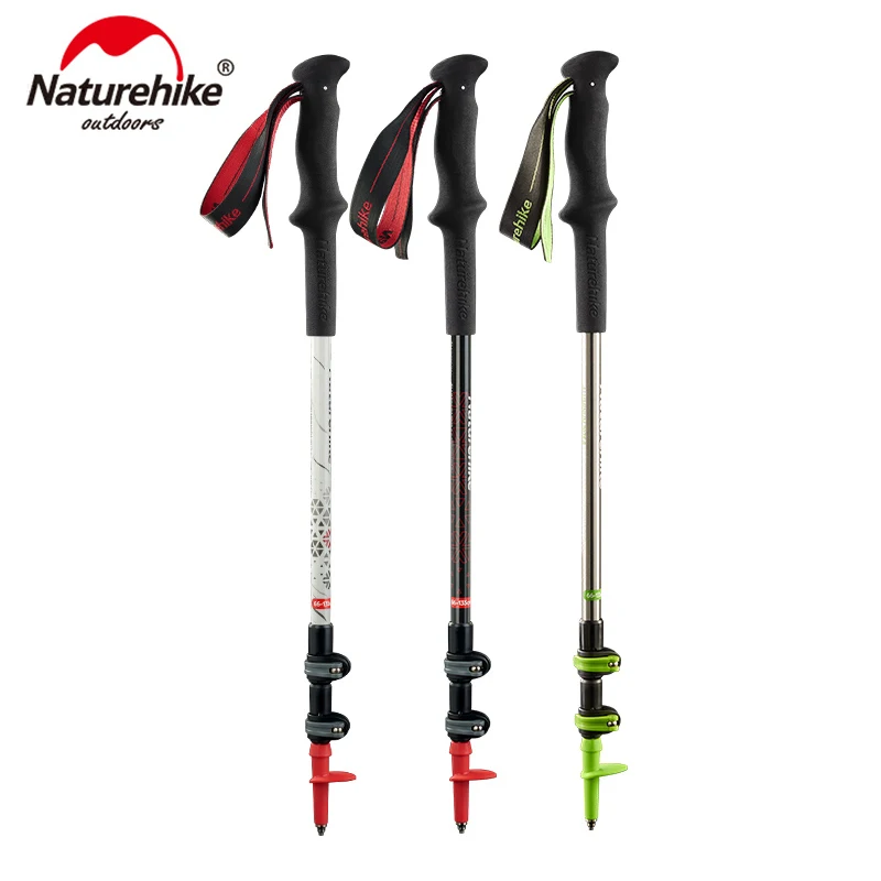 

NatureHike Hiking Stick Aluminum Alloy Light Trekking Climbing Pole Carbon Fiber Foldable Alpenstock Ski Telescopic Quick Lock