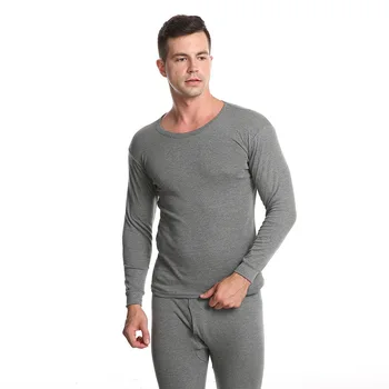

New autumn and winter men's thermal underwear round neck cotton soft and light slim fit autumn clothes long trousers suit