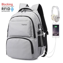 Большой емкости ноутбук рюкзак для мужчин RFID Блокировка карман водонепроницаемый рюкзаки мальчиков студентов компьютерные сумки