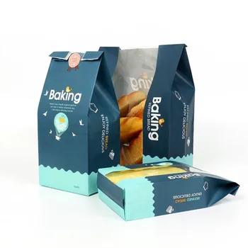 

New 20 pcs Oil-proof food bag with window Baking Packaging Donut Leisure Food bread bags Toast Bag Printed Package for Bakery