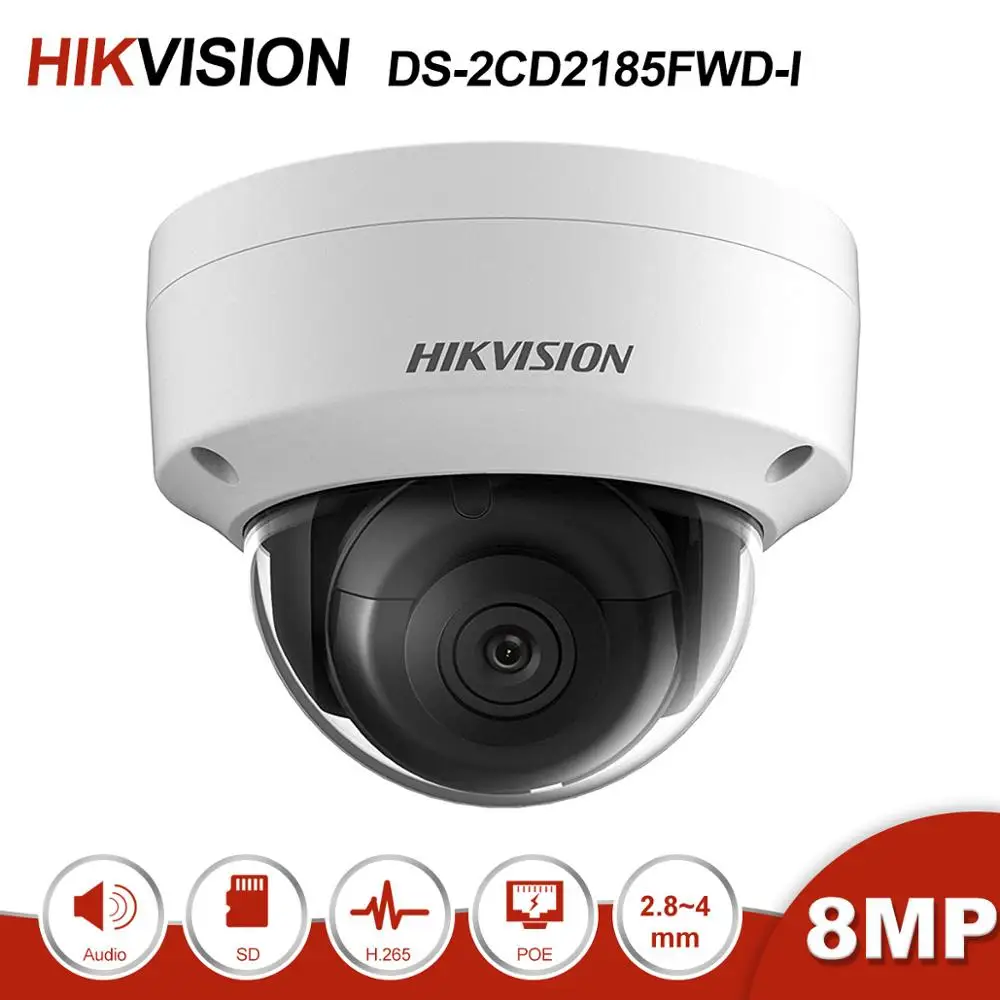 Hikvision DS-2CD2185FWD-I 8MP купольная POE IP камера H.265 IR 30m IP67 с слотом для sd-карты CCTV камера видеонаблюдения