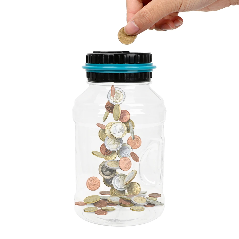 Digital LCD Screen with Automatic Counter Coins Storage Jar For USD EURO Money Saving Box Piggy Bank Large Capacity ABS 1.8L