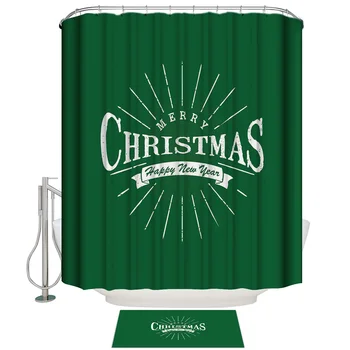 

Merry Christmas Shower Curtain Set Waterproof Fabric
