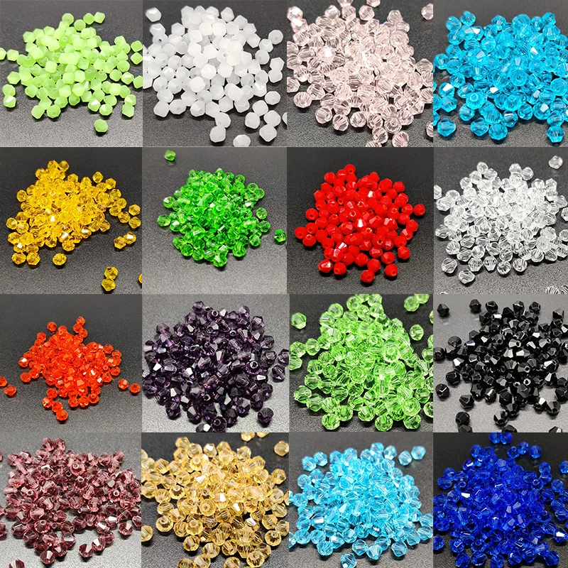

4mm Czech Loose Bicone Crystal Beads for Jewelry Making Diy Needlework Spacer Faceted Glass Beads 100pcs Wholesale Lots Bulk