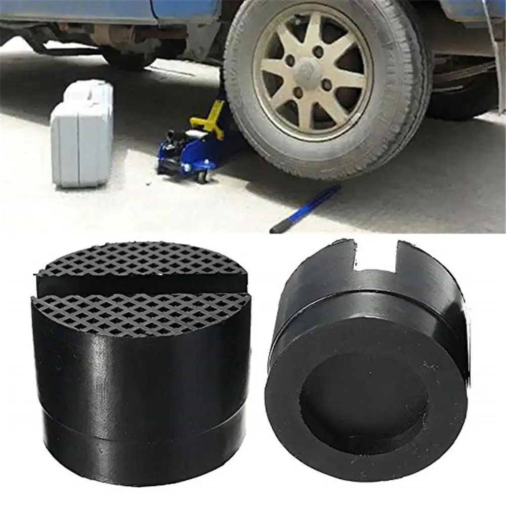 

2pcs Car Rubber Pad Hydraulic Black Jack Disk Slotted Frame Rail Floor Car Jacks Tool 5cm Jack Rubber Mat