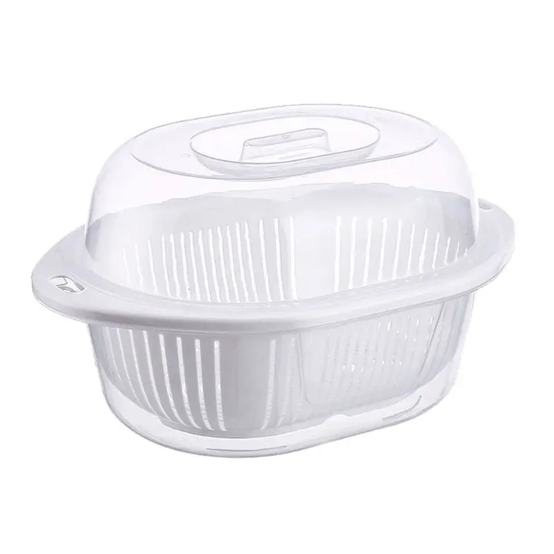 Двухслойная многофункциональная пластиковая корзина для раковины, фильтр для мытья, дренаж с крышкой для овощей, фруктов, инструмент