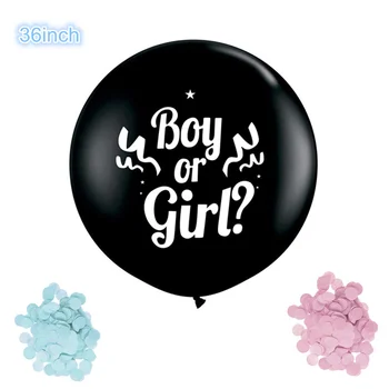 

1Pcs 36inch Boy or Girl Gender Reveal Black Latex Balloon Baby Shower Pink Blue Confetti for Kids Birthday Baptism Party Decor