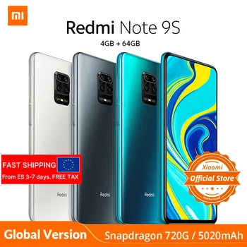 Xiaomi Redmi Note 9S Note 9 S смартфон с восьмиядерным процессором Snapdragon 720G, ОЗУ 4 Гб, ПЗУ 64 ГБ, 5020 мАч