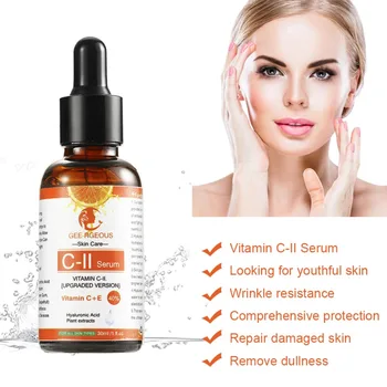 

Shrinking Pores Natural Vitamin C E Serum Hyaluronic Acid Smooth Fine Lines Brighten Skin Tone Face Serum