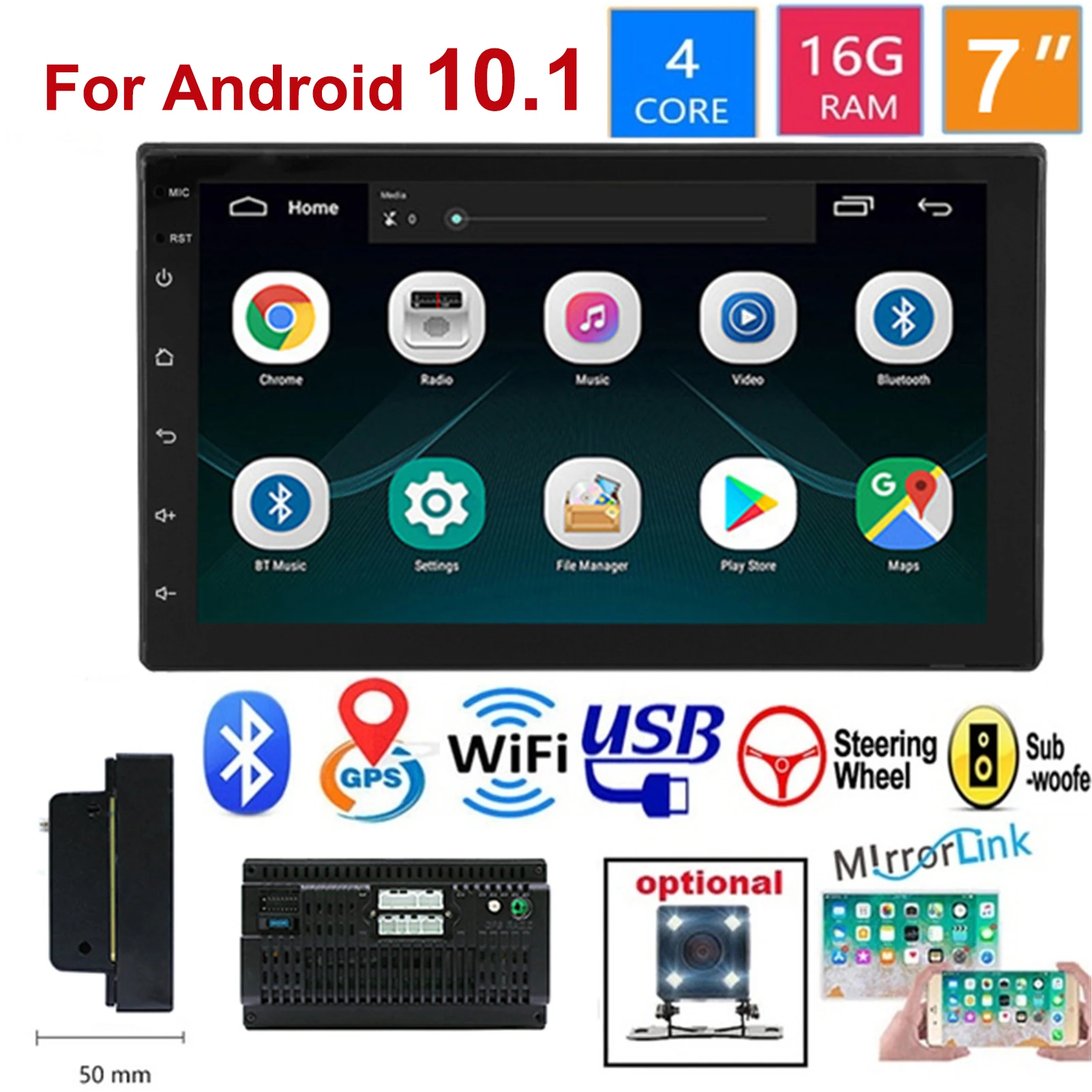 Автомагнитола MP5 2 Din с 7-дюймовым экраном GPS-навигацией Android 10 1 HD Bluetooth плеер
