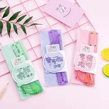 

Creative Soft Ruler Students Special Soft Ruler Cartoon Ruler Four of Ruler Triangle Ruler Sets Straight Ruler Angle Q8J5