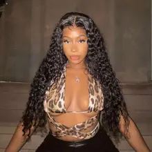 Rebecca Deep Wave-peluca Frontal de encaje 360, pelucas de cabello humano brasileño prearrancado, rizado profundo, 30 pulgadas