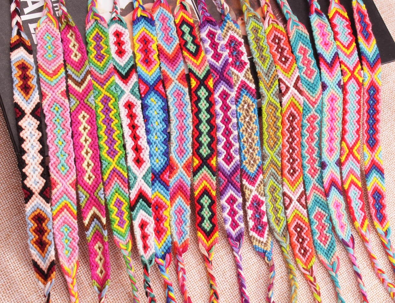 Arrowhead Simple Diamond Summer Macrame VSCO Trendy Woven Thin Friendship Bracelets: Pastel Knotted Beach Aztec Plaid Cute