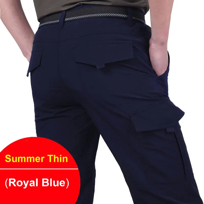 Blue BOLUABO модные мужские брюки карго зимние мужские удобные брюки с несколькими карманами однотонные мужские трендовые брюки карго - Цвет: Blue