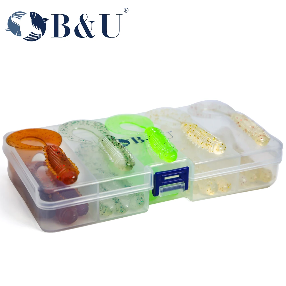 

B&U 5 Colors Soft Fishing Lure Set With Box 85mm 3.0g Silicon Worm Bass Pike Artificial Bait Swimbait Softbait Tacke