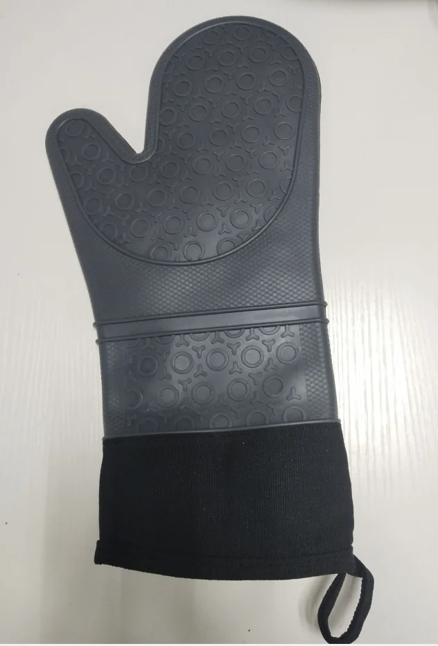 Силиконовые перчатки для плиты термостойкие кухонные перчатки Профессиональный Цифровой рефрактометр безопасная посуда держатель длинные перчатки для духовки с стеганым вкладышем для барбекю - Цвет: Серый