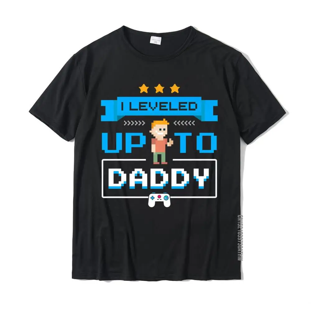Street Short Sleeve Tops Shirts Labor Day Round Neck Pure Cotton Boy T-shirts Group Street Top T-shirts Hip Hop Mens Dad Gamer T-Shirt Leveled Up To Daddy Pregnancy Announcement__MZ18187 black