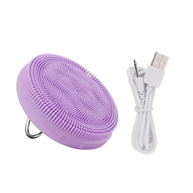 Purple Уход за лицом мини электромассажная щетка для мытья лица водостойкие силиконовые чистящие инструменты домашняя портативная щетка отшелушивающая черная головка для лица - Цвет: Purple