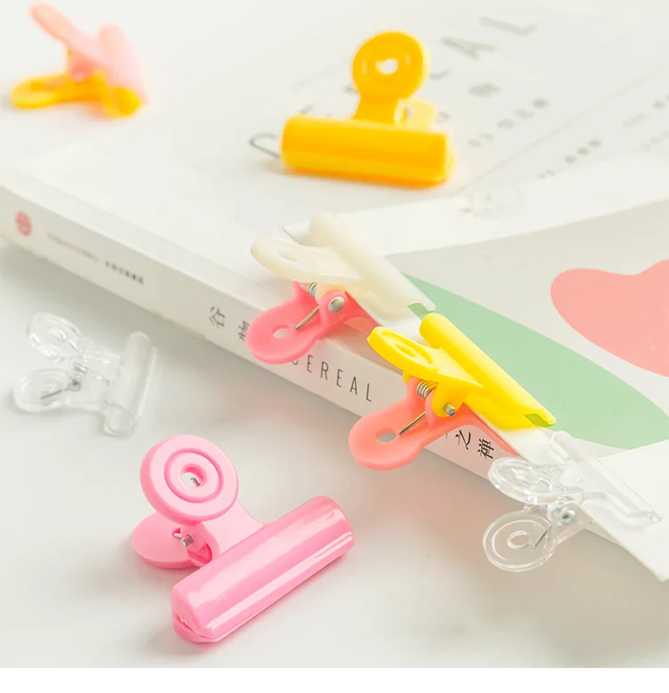 Cute Long Tail Clip various size storage board snack sealing bill hair macaron color small binder clips in pink transparent white yellow