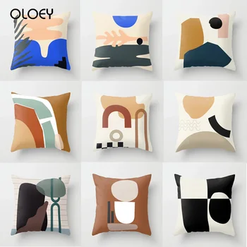 

Color Geometric Abstract Pattern Polyester Peach Leather Cushion Cushion Pillowcase Car Waist Cushion Cover Hot Home Decoration.