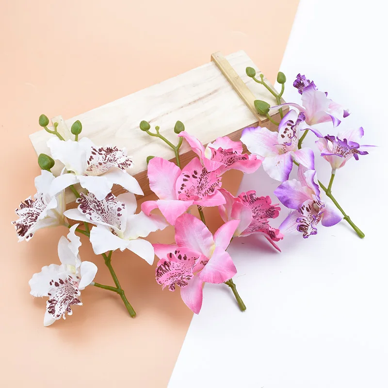 4 головки/набор тайская орхидея свадебные декоративные цветы венки Скрапбукинг Украшение дома аксессуары Искусственные цветы дешево