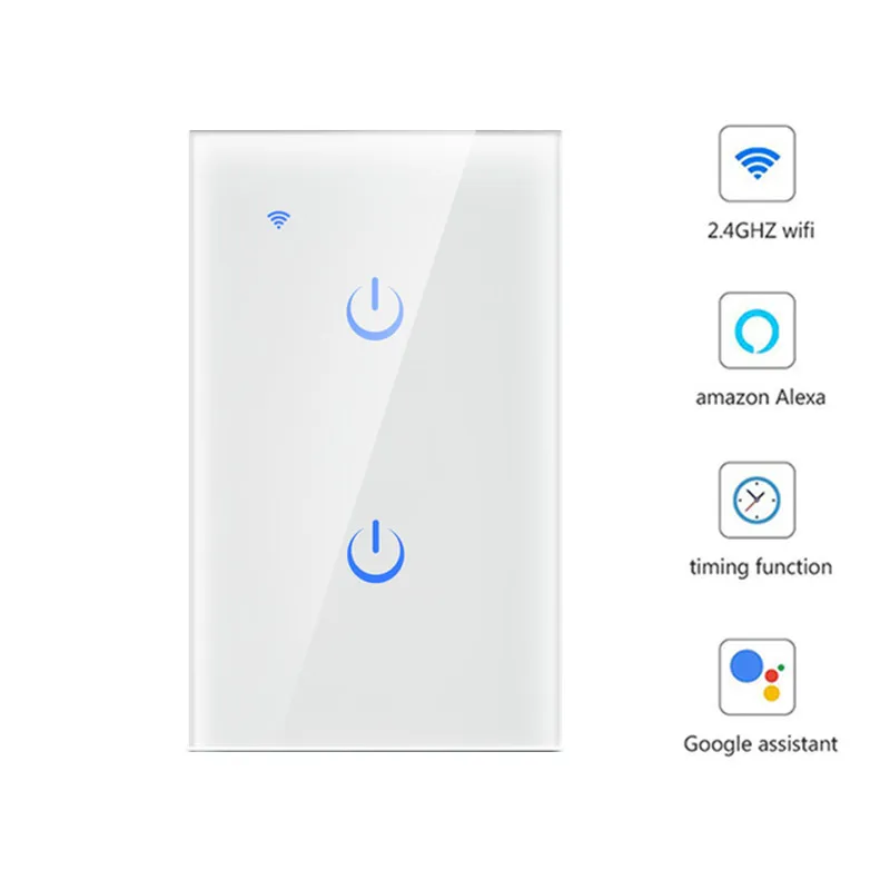 Wi-Fi дистанционный переключатель освещения Стекло Экран сенсорный Панель голос Управление беспроводной настенный выключатель работать с Alexa Echo Google Home 1/2/3-Gang