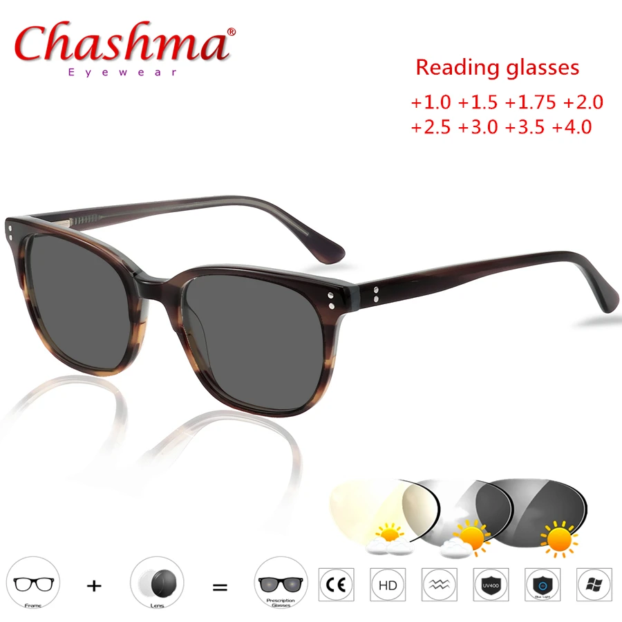 2019 Vintage Photochromic Reading Glasses Men Presbyopia Eyeglasses sunglasses discoloration with diopters 1.0 1.5 1.75 2.0 | Аксессуары