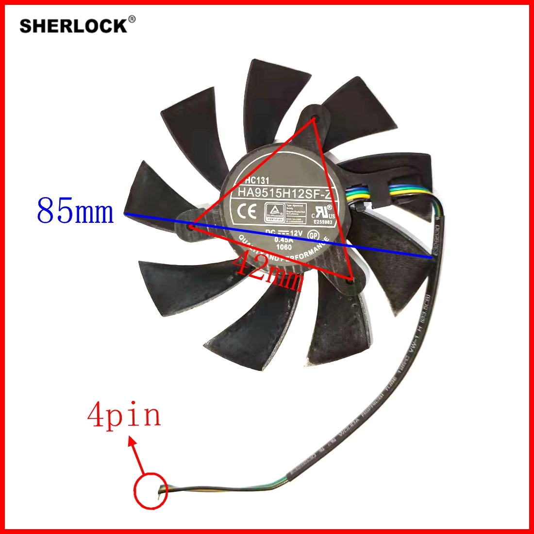 HA9515H12SF-Z 4pin DC12V 0.45A для MSI R7 360 2GD5 OC GeForce GTX 950 1060 6G вентилятор графической карты |