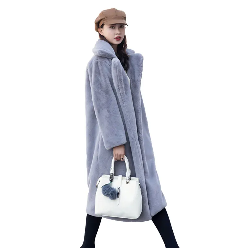 

Winter Fashion New High Quality Imitation Velvet Fur Coat Long Fur Coat Female Loose Thick Warm Mink fur Teddy coat