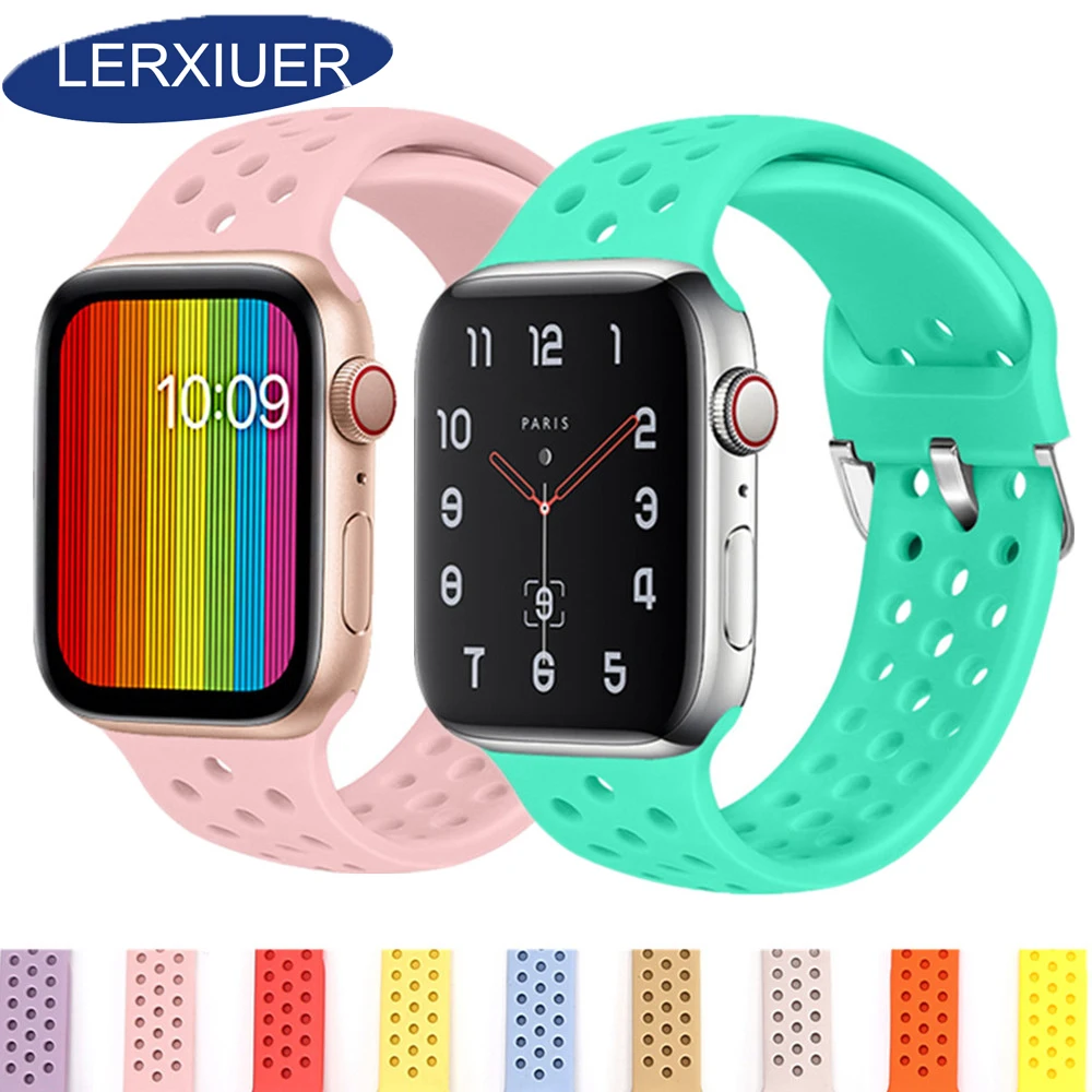 Ремешок для apple watch band apple watch 4 3 44 мм 40 мм iWatch band 42 мм 38 мм спортивный силиконовый браслет correa watch аксессуары