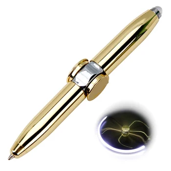 

2019 Flash Fingertip Gyro Pen Touch Screen Pen LED Luminous Ballpoint Pen Metal Pen Creative Decompression Finger Pen