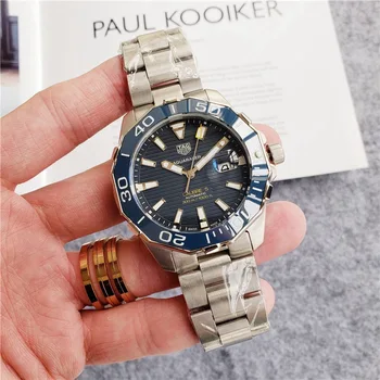 

TAG- Heuer- New Automatic Mechanical Men Watch Silver Blue Stainless Steel Transparent Sapphire Glass AAA Glide Watches 931