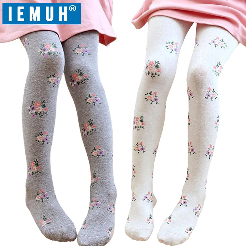 

IEMUH Girls Tights Stockings for Baby Toddler Kids Children Knitted Floral Style Elastic Cotton Pantyhose 2 to 9 Years