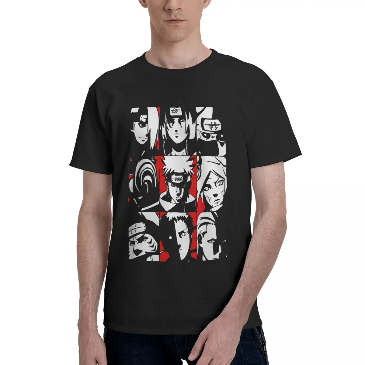 Men Akatsuki Bandai Naruto T Shirts Uchiha Itachi Pure Cotton Tops Novelty Short Sleeve Tee Shirt Unique T-Shirts | Мужская одежда